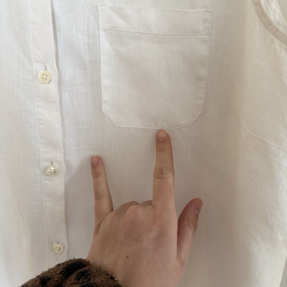 J Jill White Love Linen 100% Linen Sleeveless Button Down Tunic Top Size Large - Picture 3 of 6